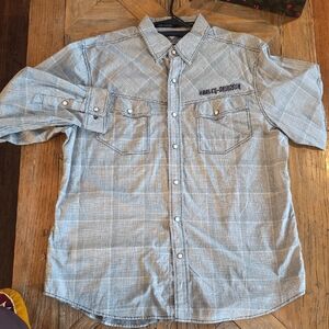 Harley Davidson button up.snap sgirt XL
